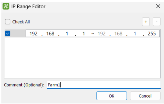 BTC Tools IP Range Editor: range 192.168.1.1–192.168.1.255